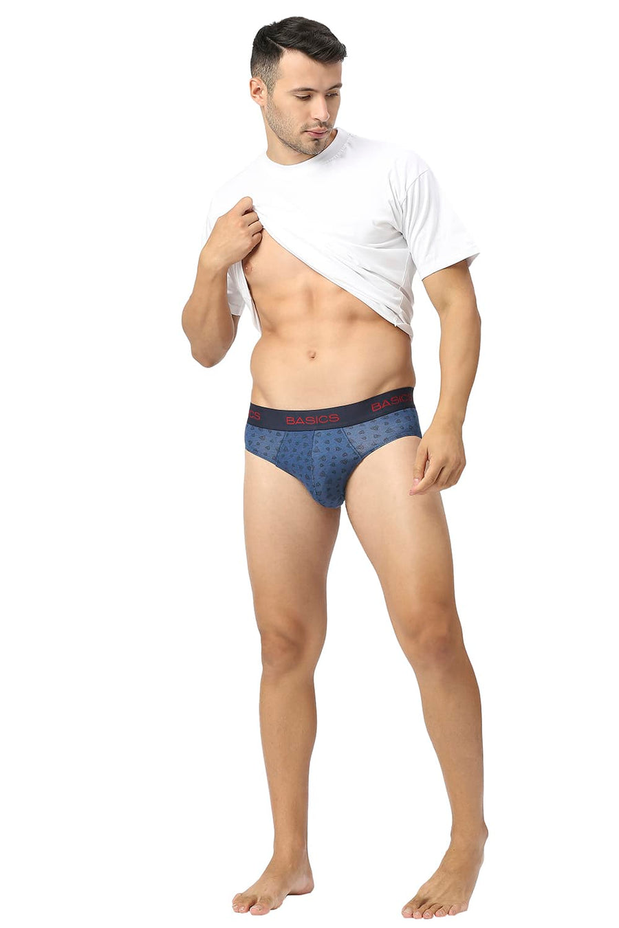 BASICS BLUE PRINTED STRETCHABLE FASHION BRIEF
