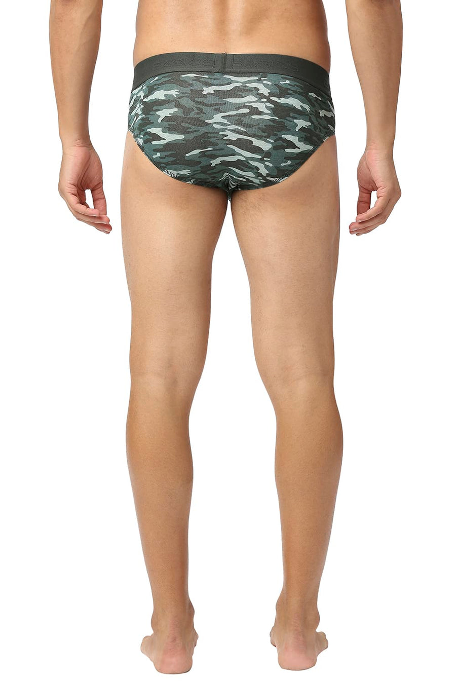 BASICS GREEN PRINTED STRETCHABLE FASHION BRIEF