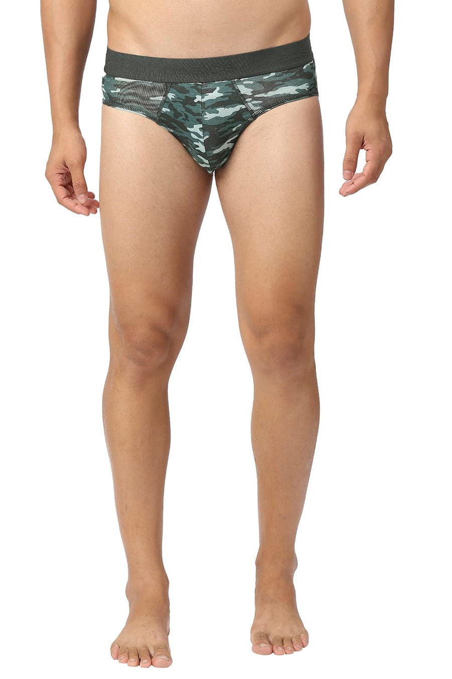 BASICS GREEN PRINTED STRETCHABLE FASHION BRIEF