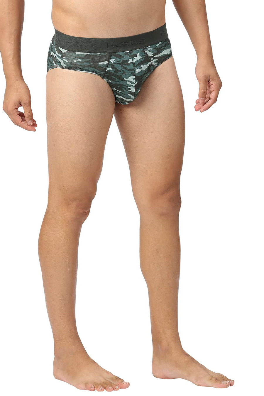 BASICS GREEN PRINTED STRETCHABLE FASHION BRIEF