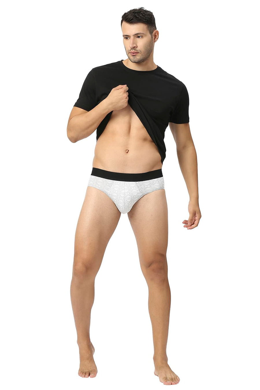 BASICS WHITE PRINTED STRETCHABLE FASHION BRIEF