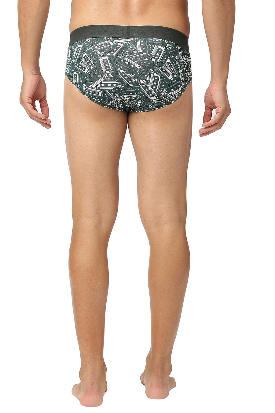 BASICS GREEN PRINTED STRETCHABLE FASHION BRIEF