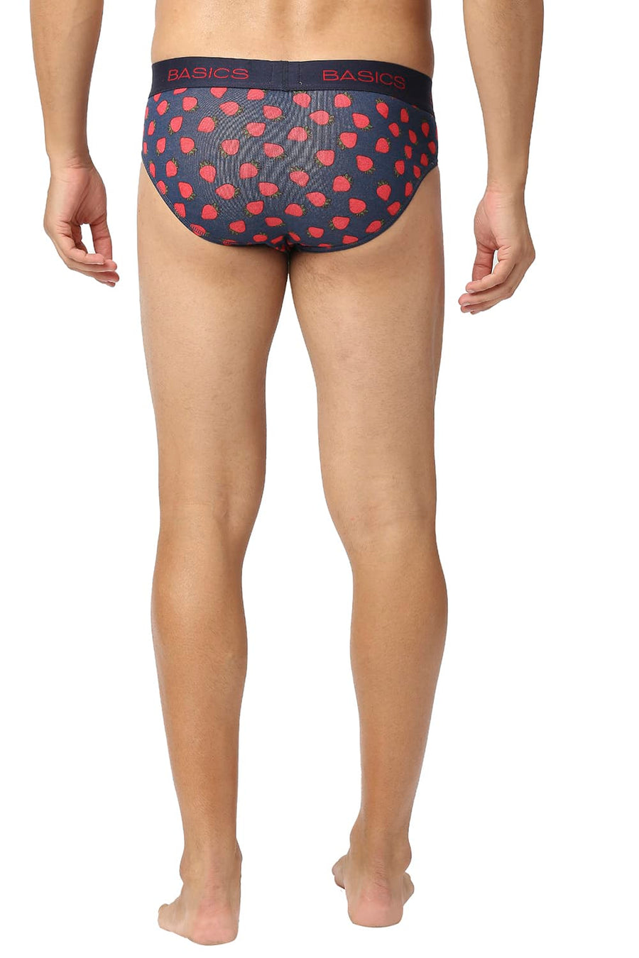 BASICS NAVY PRINTED STRETCHABLE FASHION BRIEF
