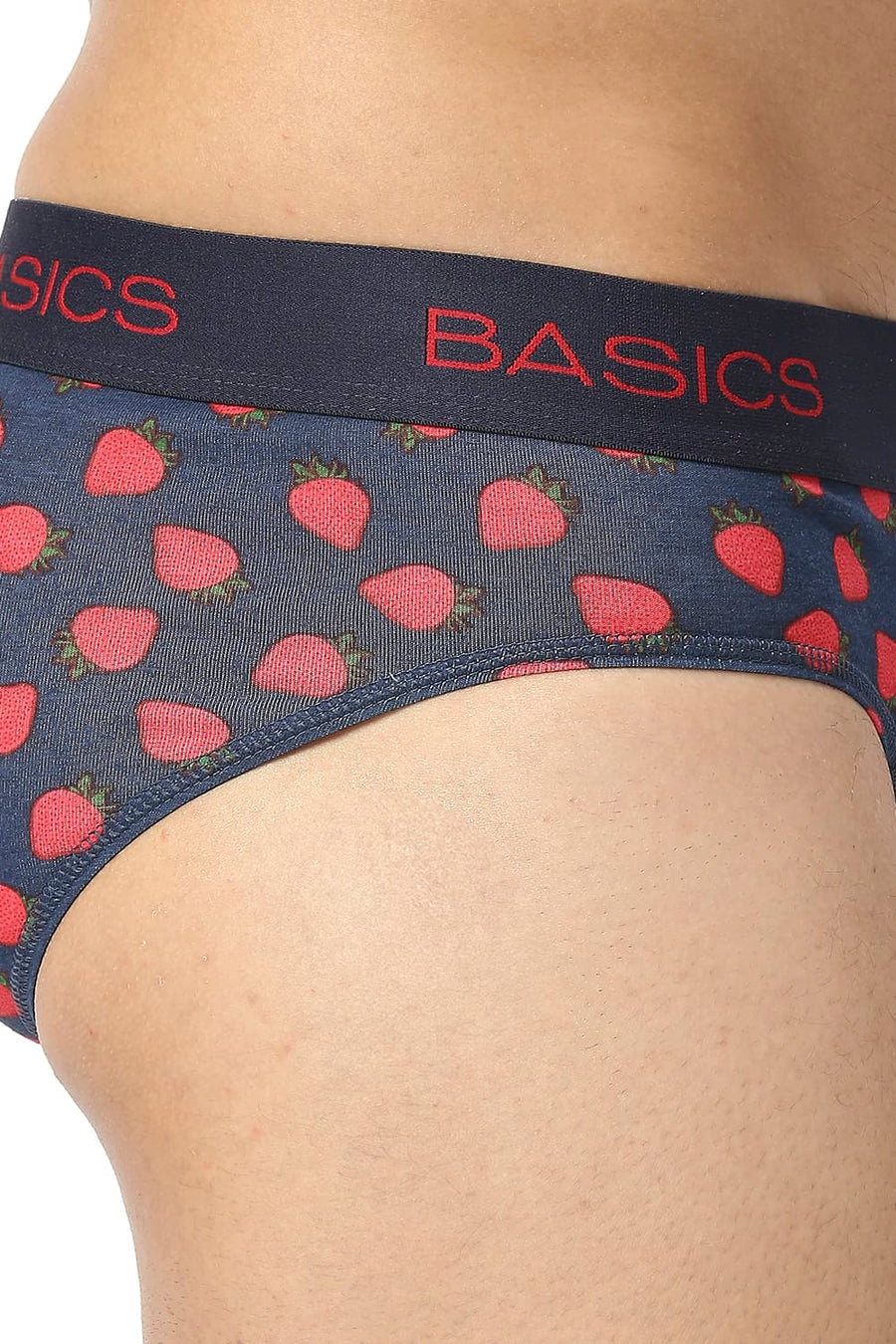 BASICS NAVY PRINTED STRETCHABLE FASHION BRIEF