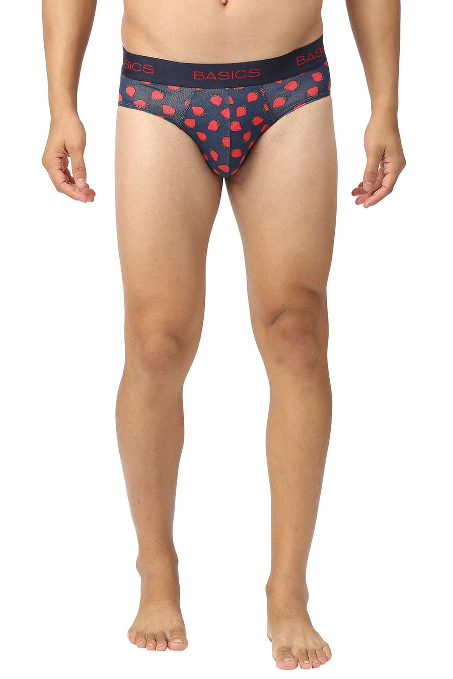 BASICS NAVY PRINTED STRETCHABLE FASHION BRIEF