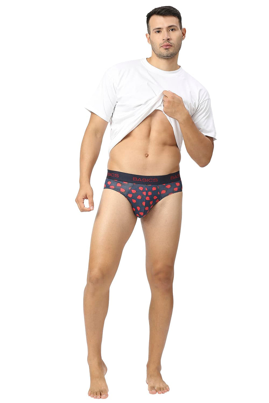 BASICS NAVY PRINTED STRETCHABLE FASHION BRIEF
