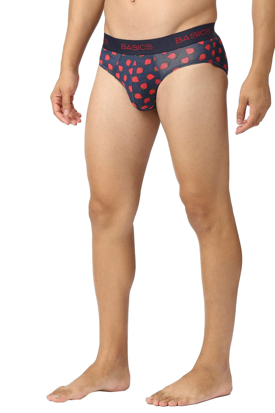 BASICS NAVY PRINTED STRETCHABLE FASHION BRIEF