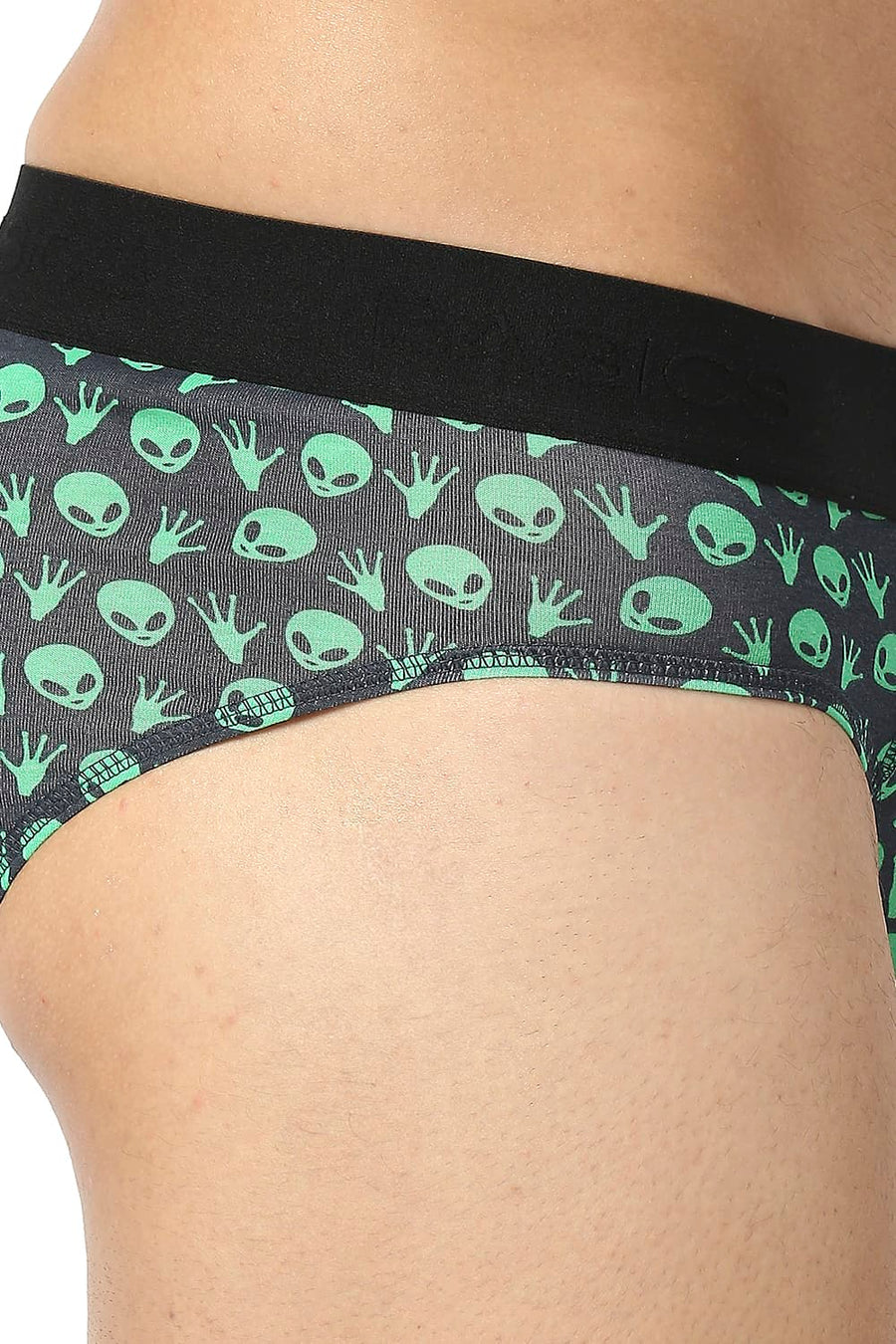 BASICS DARK GREY PRINTED STRETCHABLE FASHION BRIEF