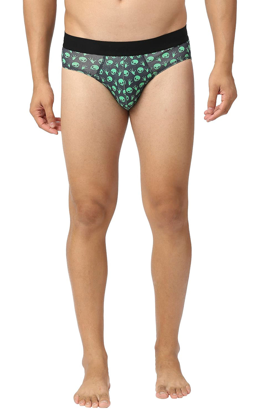 BASICS DARK GREY PRINTED STRETCHABLE FASHION BRIEF