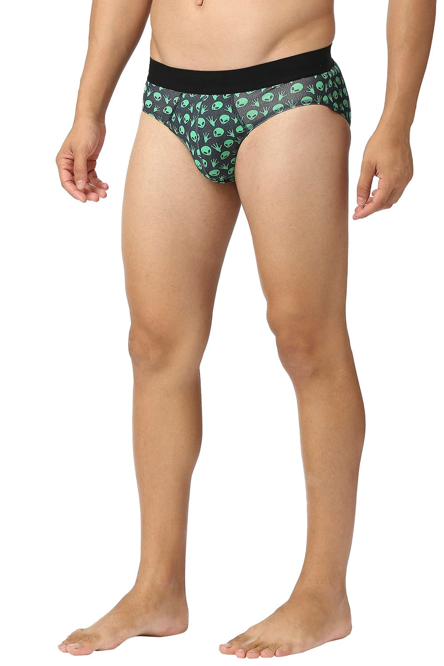 BASICS DARK GREY PRINTED STRETCHABLE FASHION BRIEF