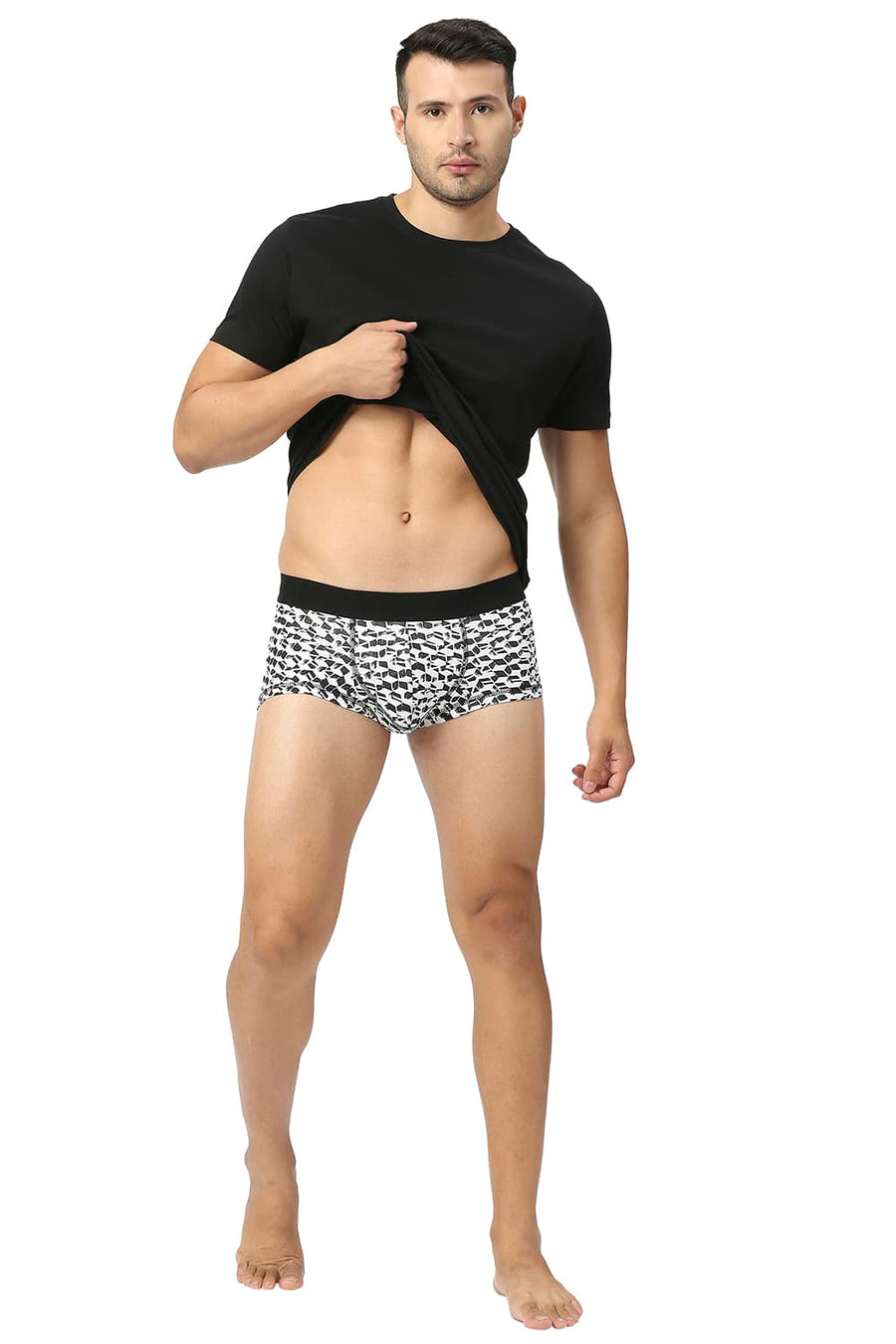 BASICS WHITE PRINTED STRETCHABLE TRUNK