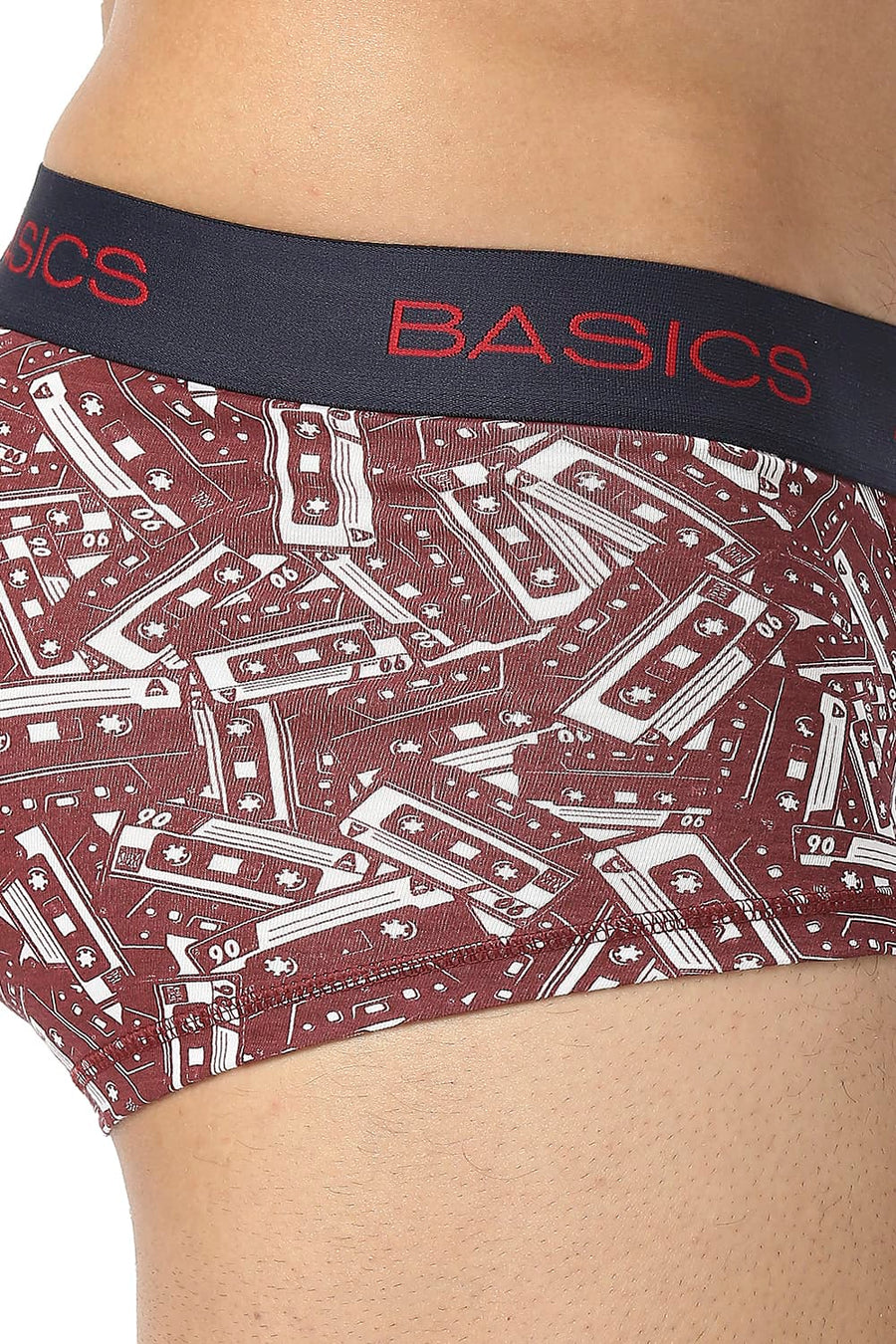 BASICS MAROON PRINTED STRETCHABLE TRUNK