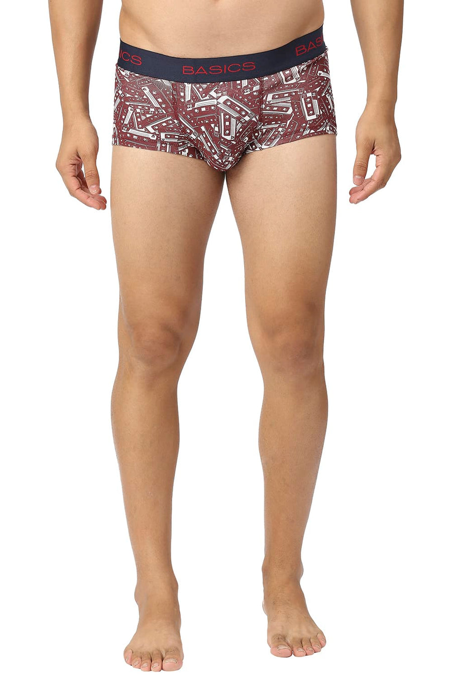 BASICS MAROON PRINTED STRETCHABLE TRUNK
