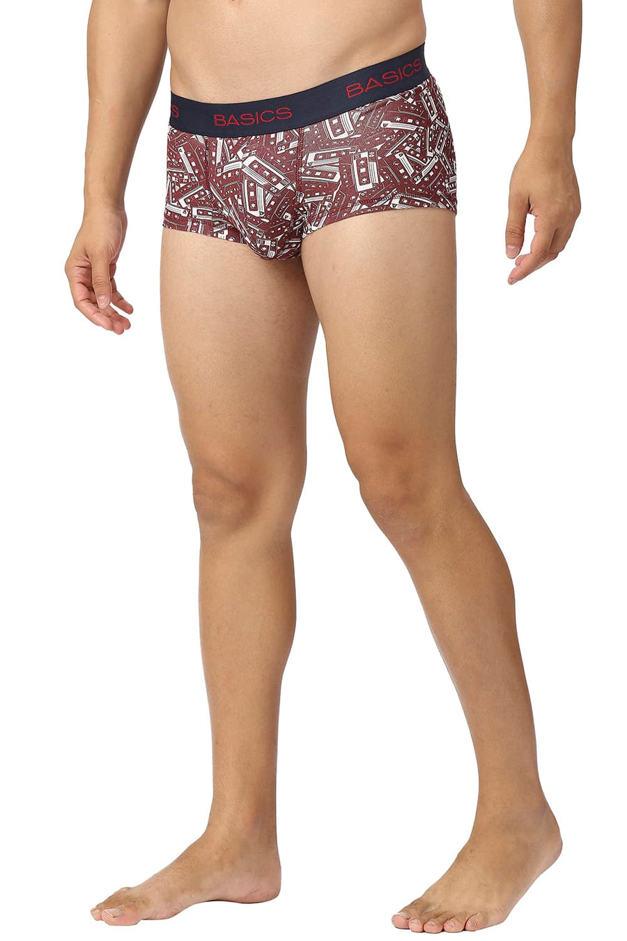 BASICS MAROON PRINTED STRETCHABLE TRUNK