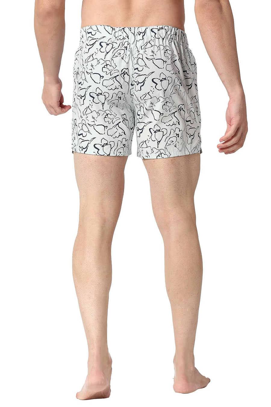 BASICS SLIM FIT BILLOWING GREEN COTTON PRINTED BOXER SHORTS