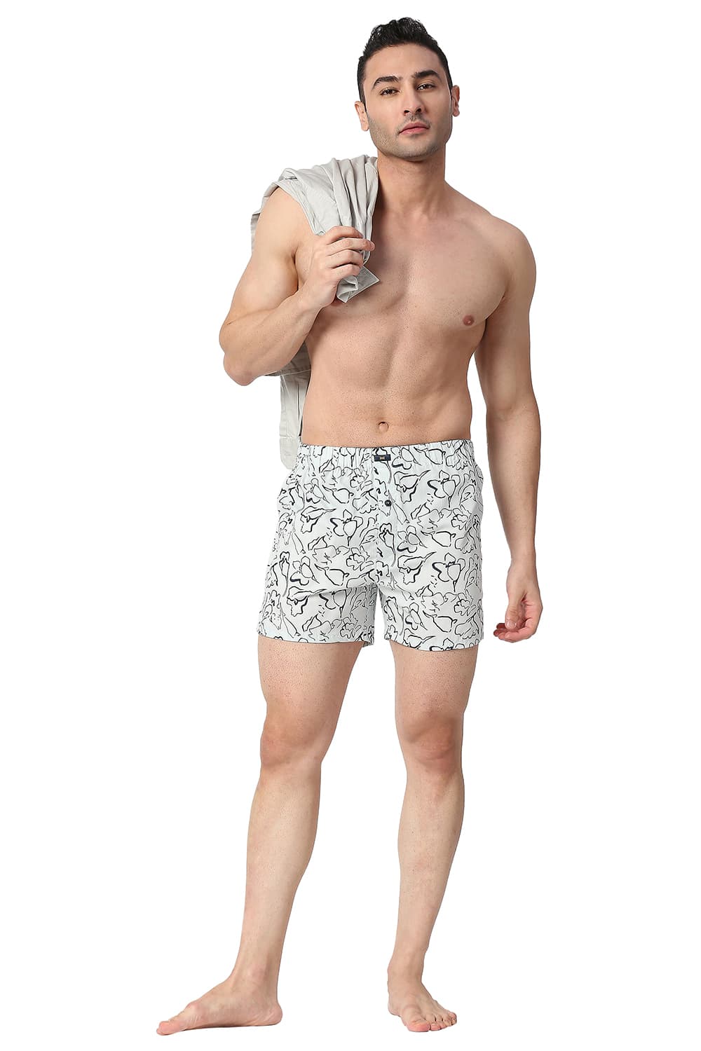 BASICS SLIM FIT COTTON PRINTED BOXER SHORTS