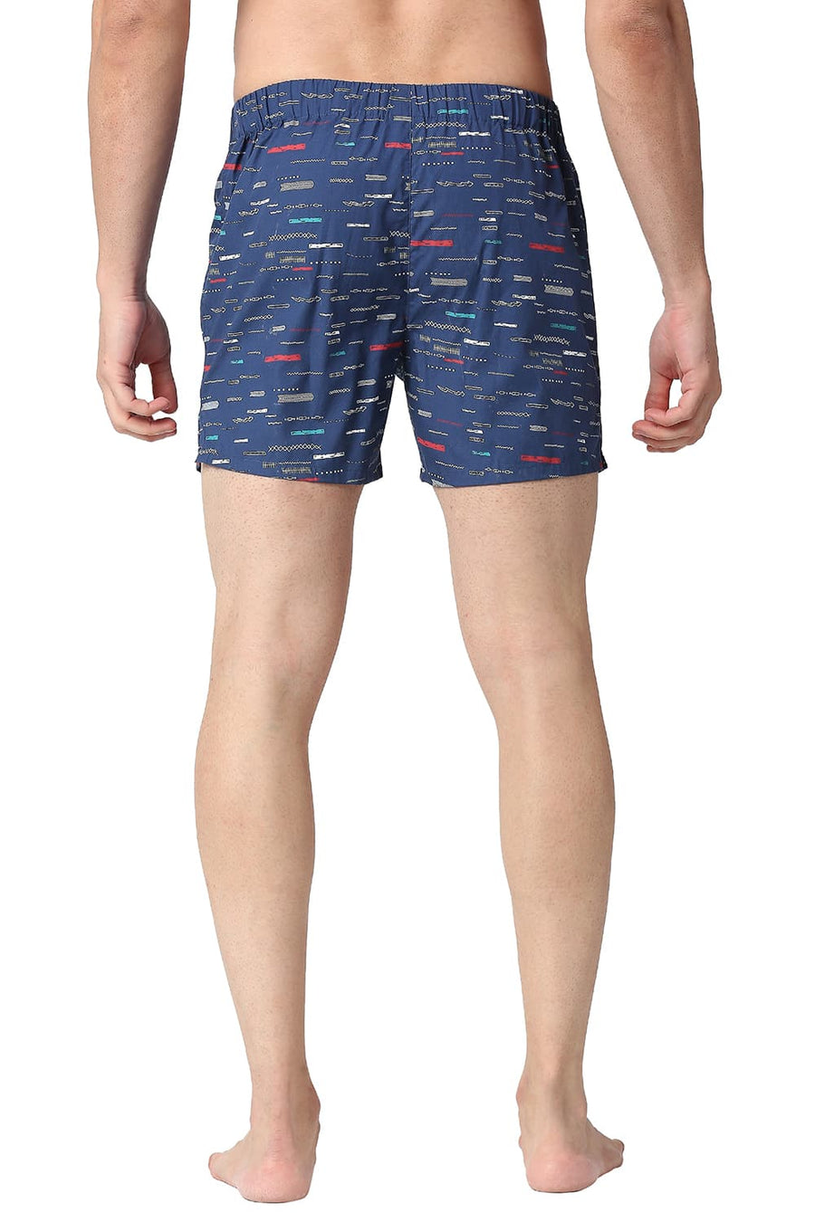 BASICS SLIM FIT STELLAR BLUE COTTON PRINTED BOXER SHORTS
