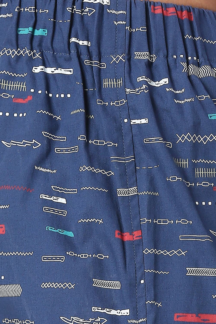 BASICS SLIM FIT STELLAR BLUE COTTON PRINTED BOXER SHORTS