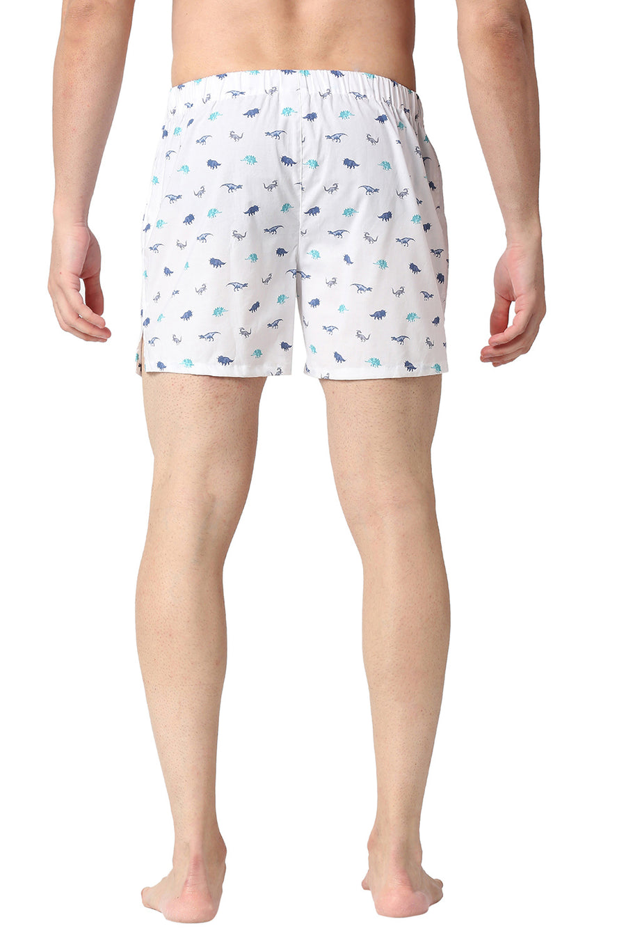 BASICS SLIM FIT LUCENT WHITE COTTON PRINTED BOXER SHORTS