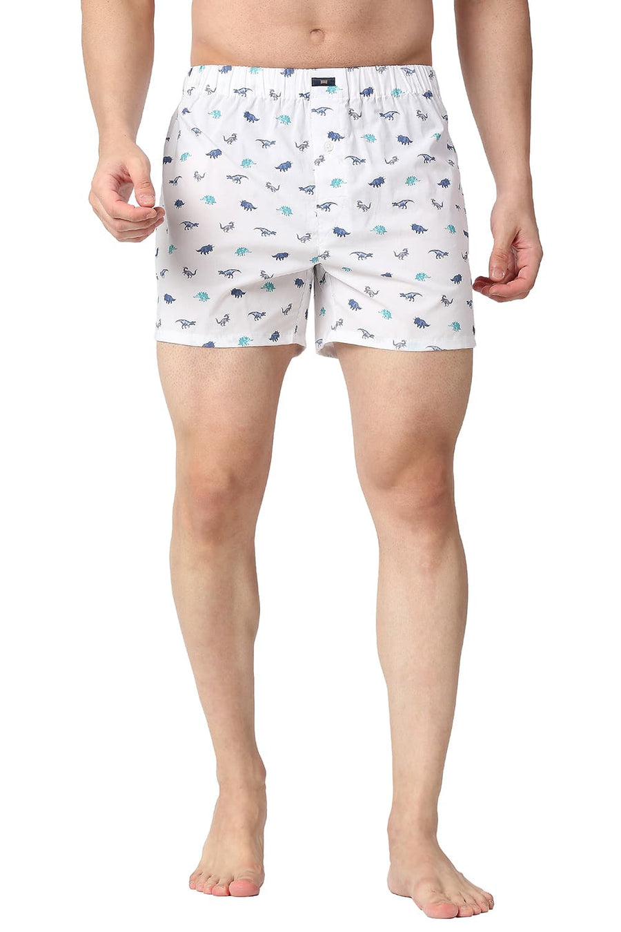 BASICS SLIM FIT LUCENT WHITE COTTON PRINTED BOXER SHORTS