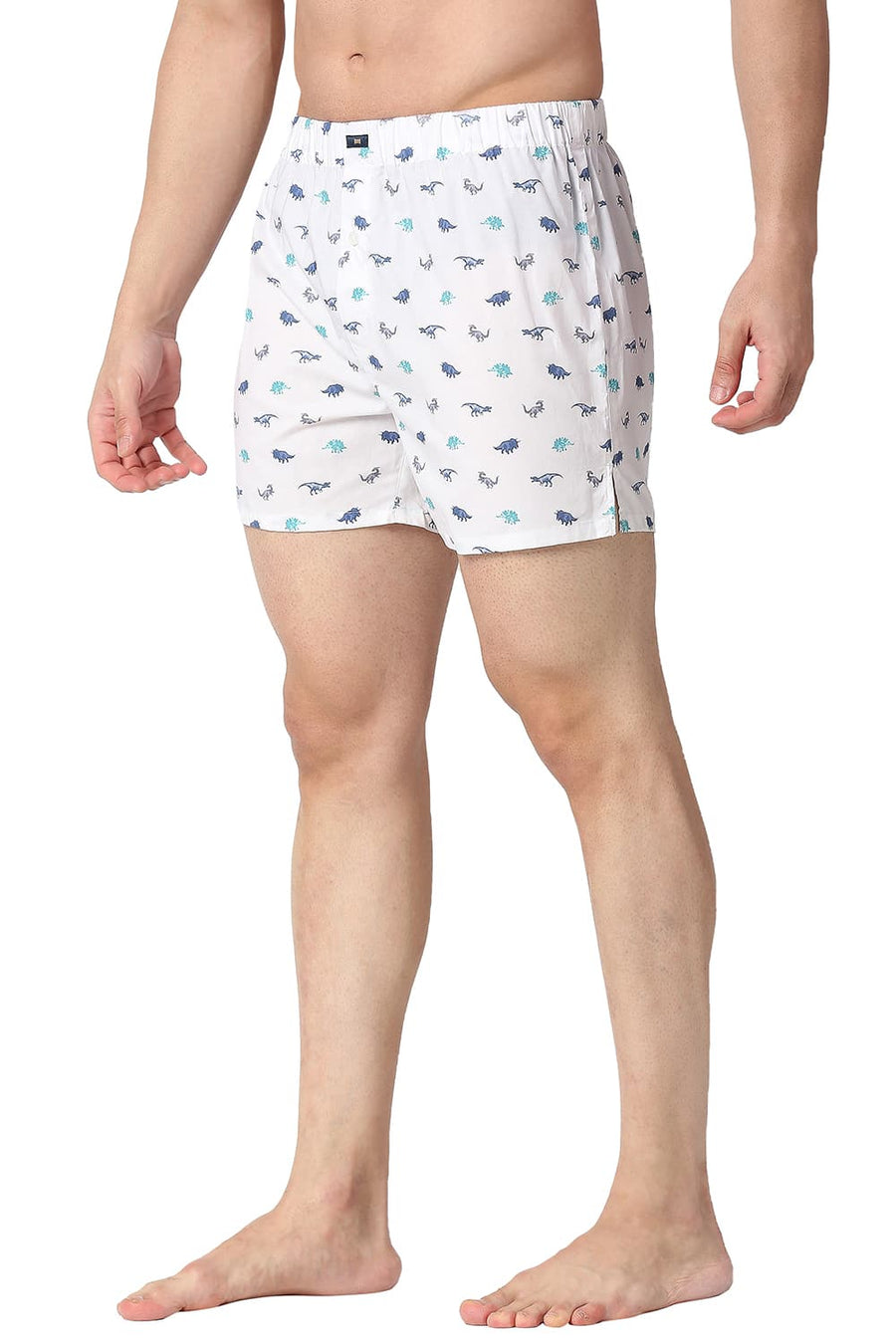 BASICS SLIM FIT LUCENT WHITE COTTON PRINTED BOXER SHORTS