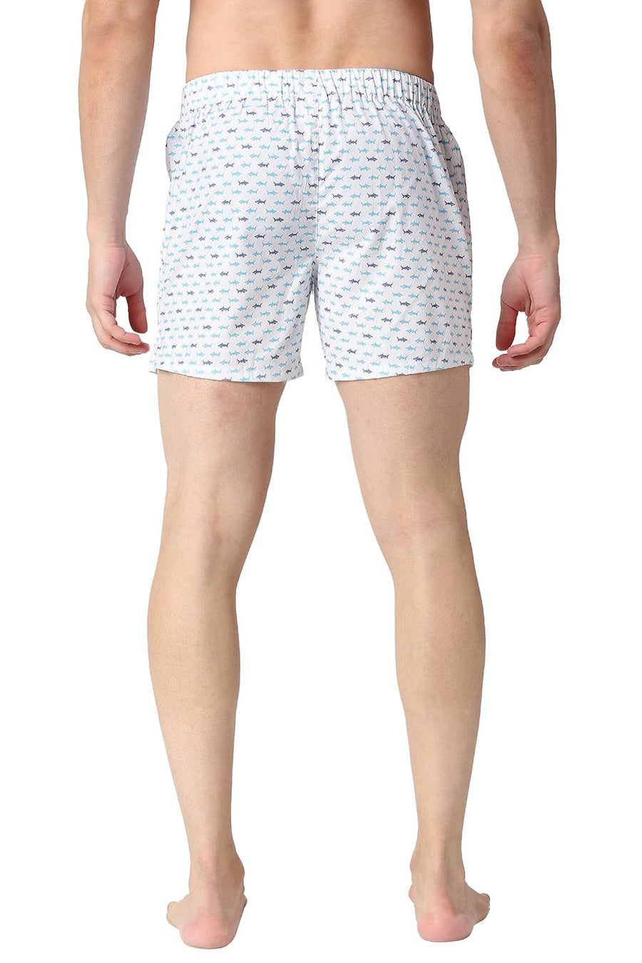 BASICS SLIM FIT MARSHMALLOW WHITE COTTON PRINTED BOXER SHORTS