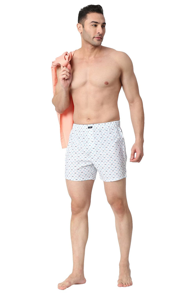 BASICS SLIM FIT COTTON PRINTED BOXER SHORTS