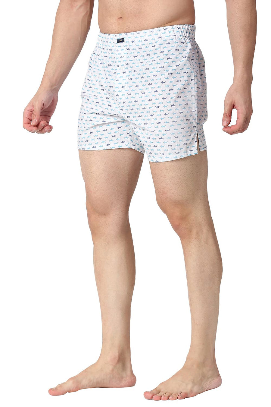 BASICS SLIM FIT MARSHMALLOW WHITE COTTON PRINTED BOXER SHORTS