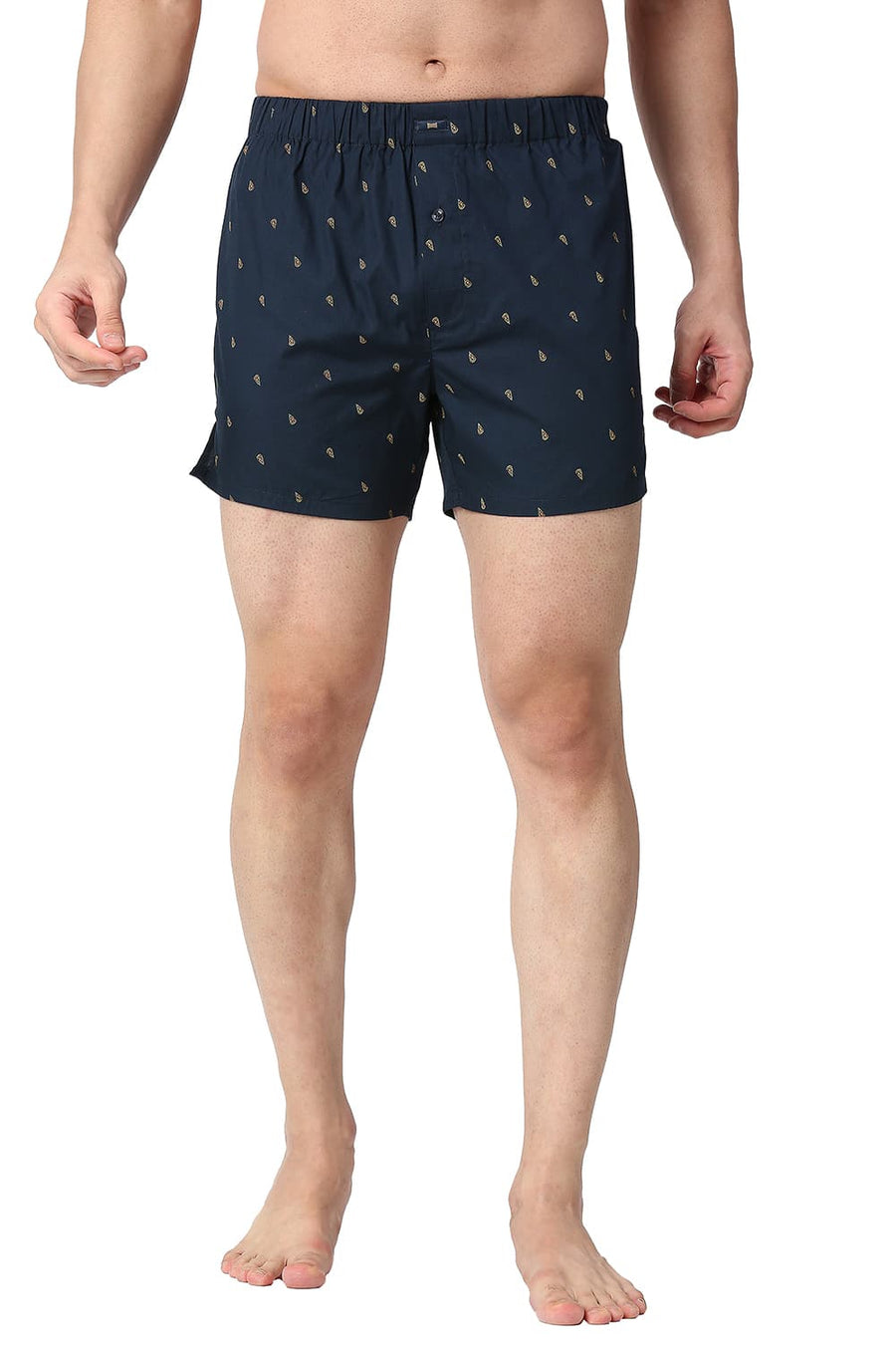 BASICS SLIM FIT MAJOLICA BLUE COTTON PRINTED BOXER SHORTS