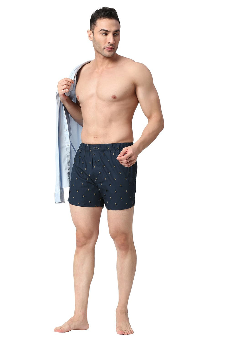 BASICS SLIM FIT COTTON PRINTED BOXER SHORTS