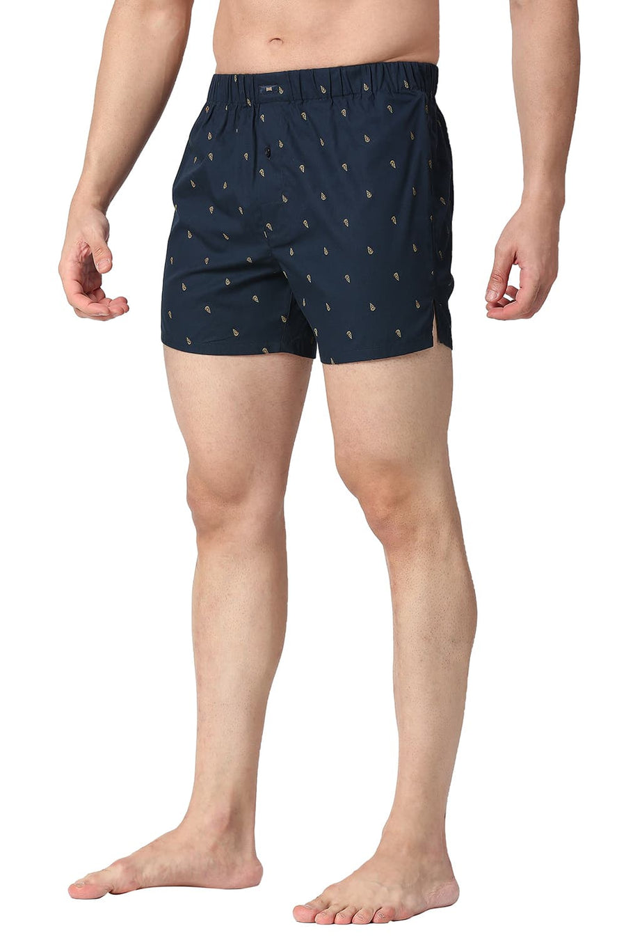 BASICS SLIM FIT MAJOLICA BLUE COTTON PRINTED BOXER SHORTS