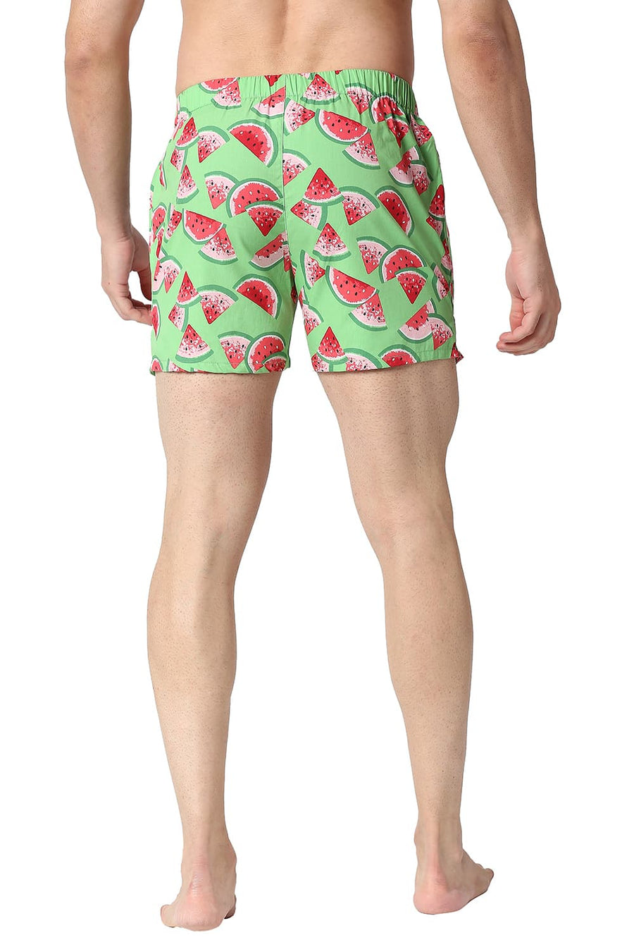 BASICS SLIM FIT SUMMER GREEN COTTON PRINTED BOXER SHORTS