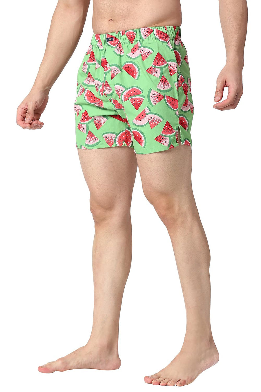 BASICS SLIM FIT SUMMER GREEN COTTON PRINTED BOXER SHORTS