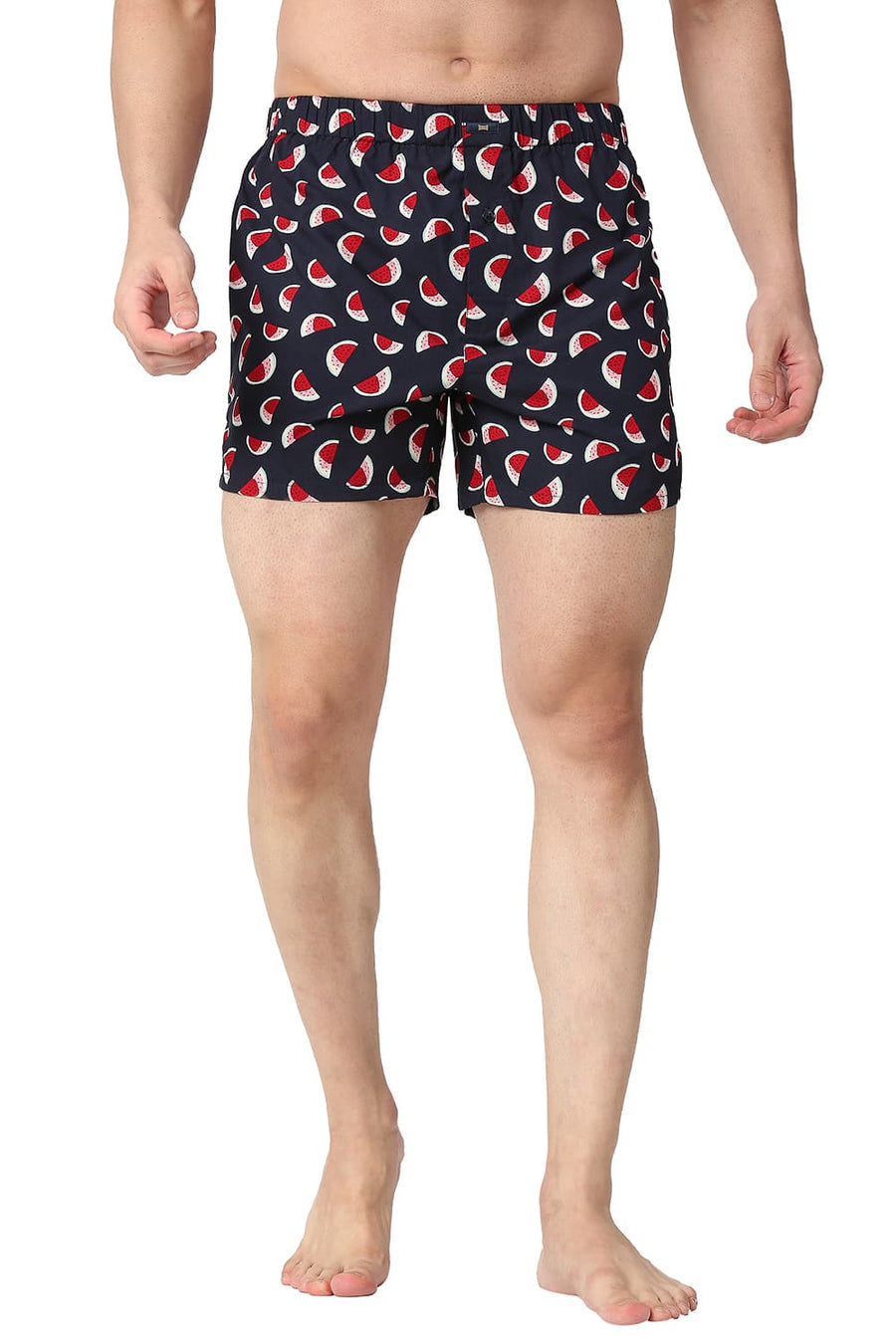 BASICS SLIM FIT INSIGNIA NAVY COTTON PRINTED BOXER SHORTS