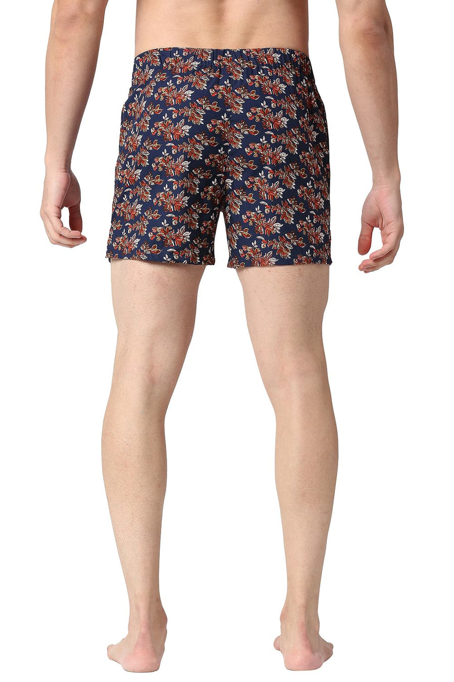BASICS SLIM FIT TITAN NAVY COTTON PRINTED BOXER SHORTS
