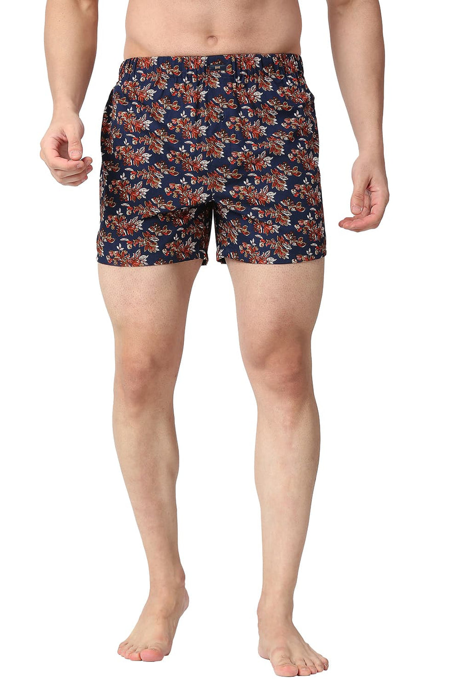 BASICS SLIM FIT TITAN NAVY COTTON PRINTED BOXER SHORTS