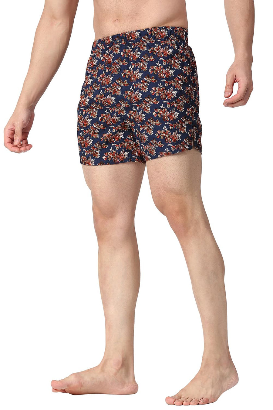 BASICS SLIM FIT TITAN NAVY COTTON PRINTED BOXER SHORTS