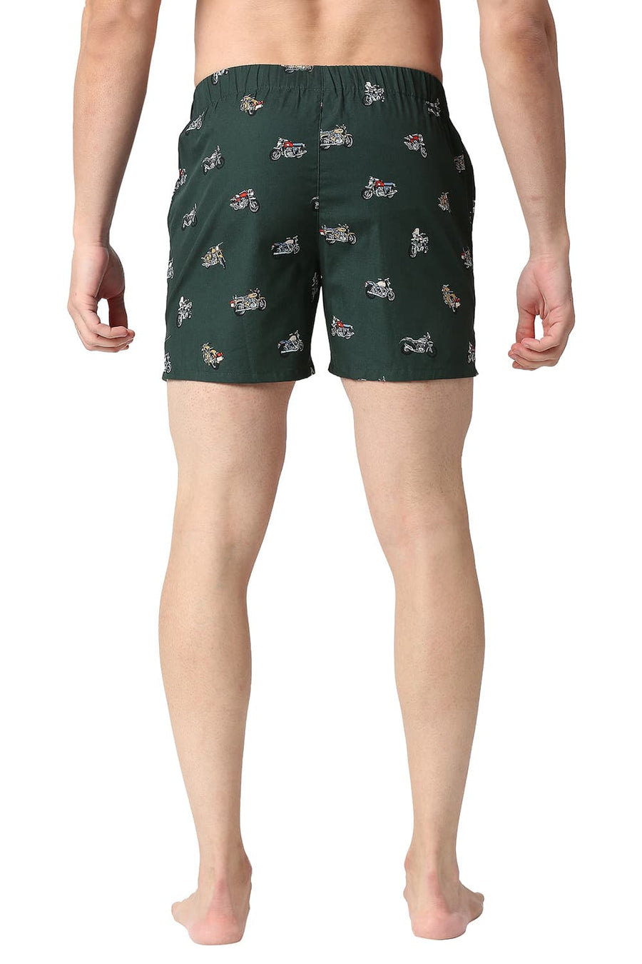 BASICS SLIM FIT BISTRO GREEN COTTON PRINTED BOXER SHORTS