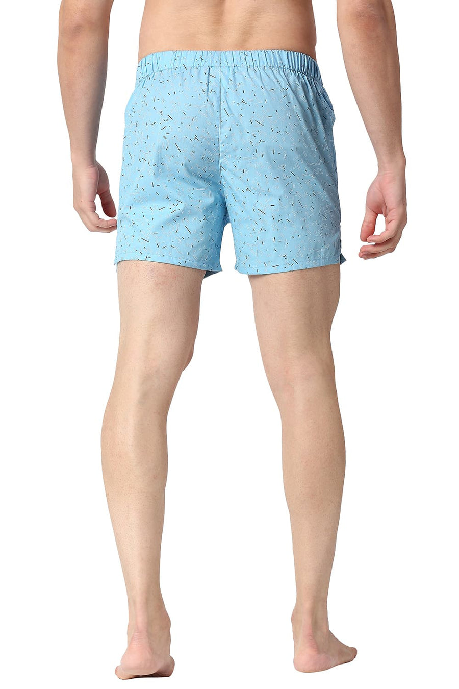 BASICS SLIM FIT ETHEREAL AQUA COTTON PRINTED BOXER SHORTS