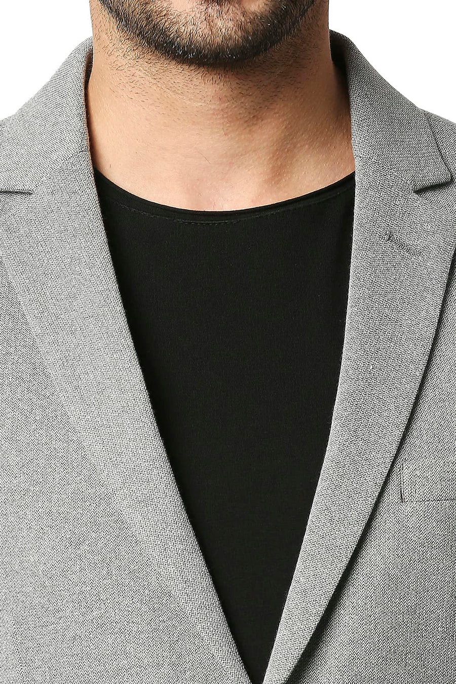 BASICS COMFORT FIT HARBOR MIST GREY BROKEN TWILL KNIT BLAZERS