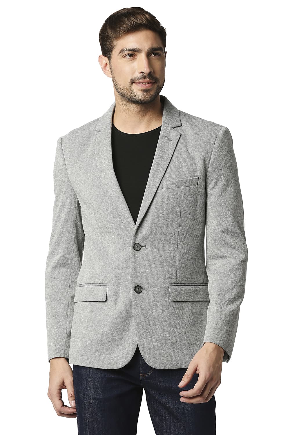 BASICS COMFORT FIT BROKEN TWILL KNIT BLAZERS