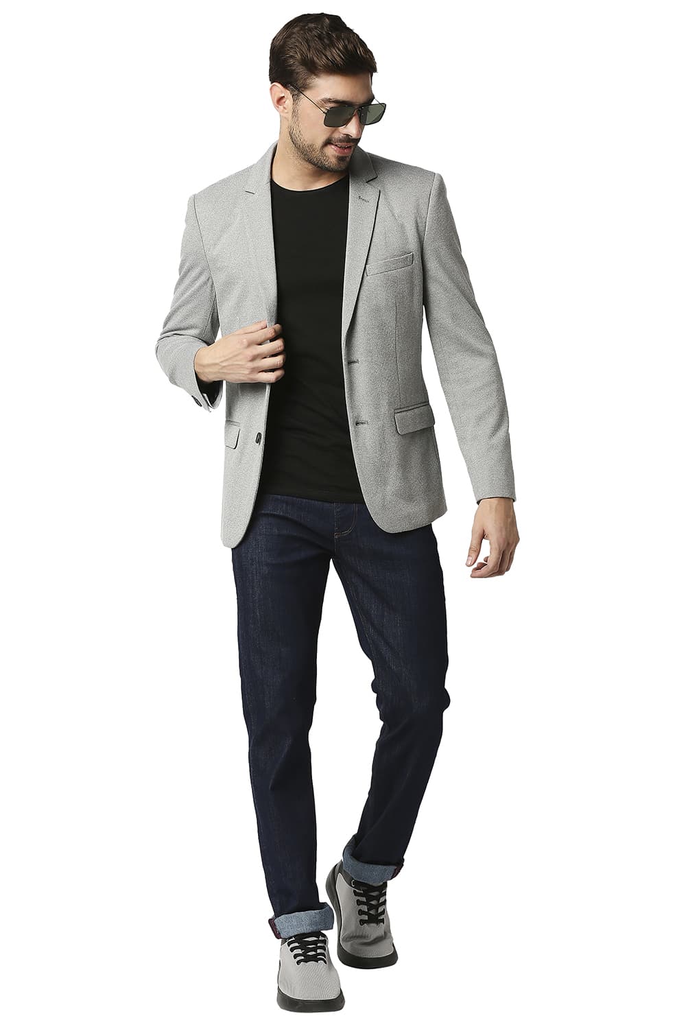 BASICS COMFORT FIT BROKEN TWILL KNIT BLAZERS