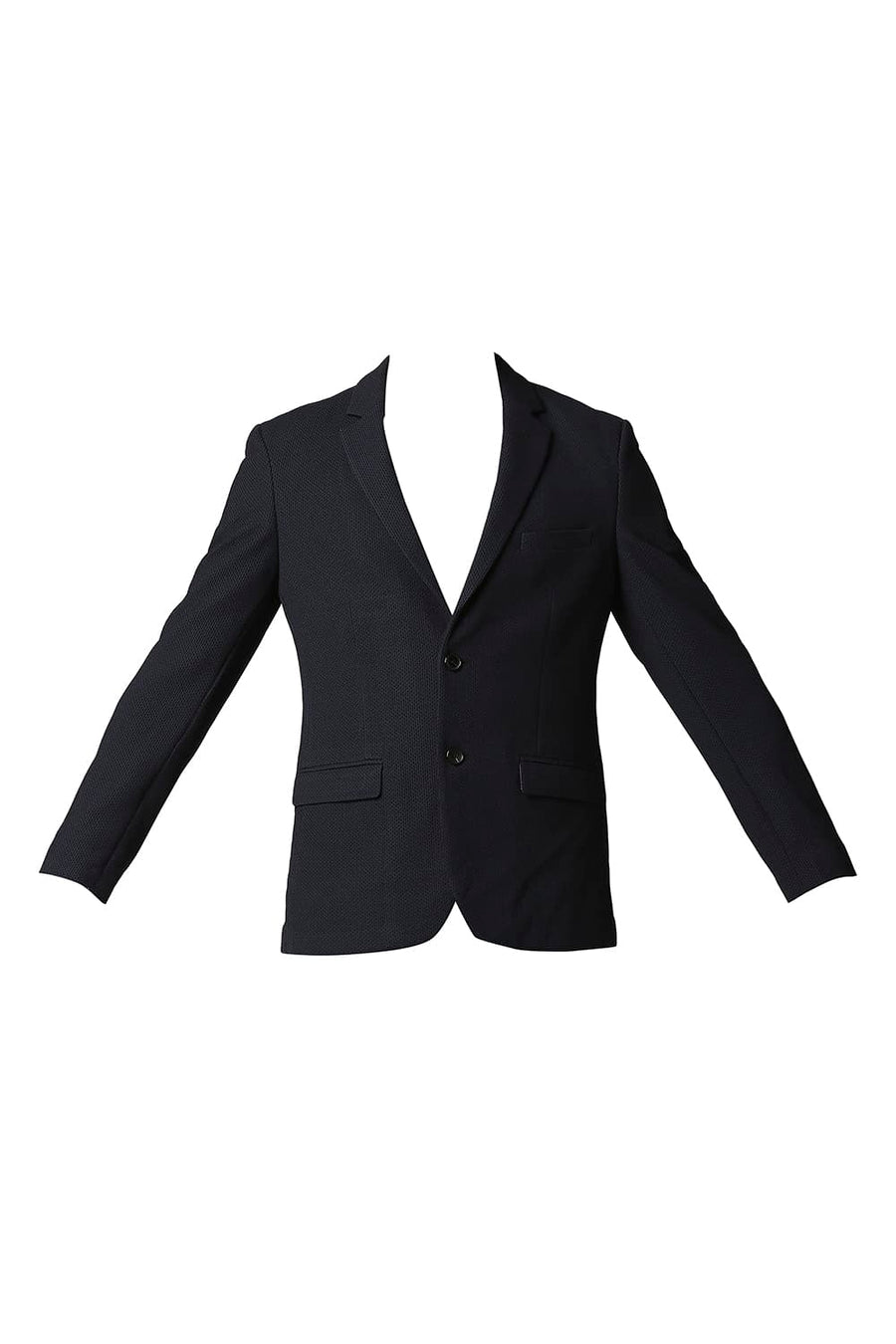 BASICS COMFORT FIT ECLIPSE NAVY DOBBY CHECK KNIT BLAZERS