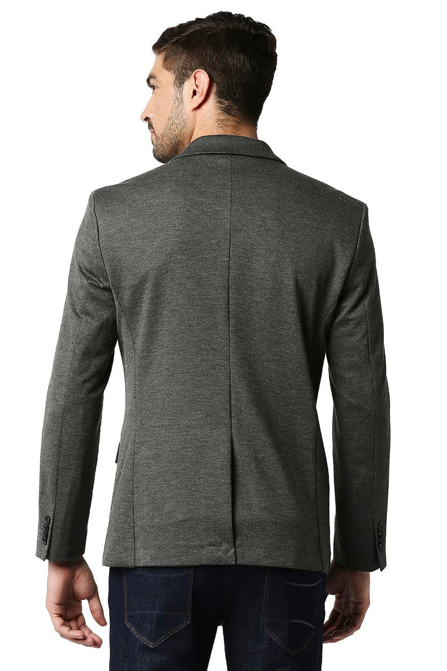 BASICS COMFORT FIT SHARKSKIN GREY BIRD EYE KNIT BLAZERS