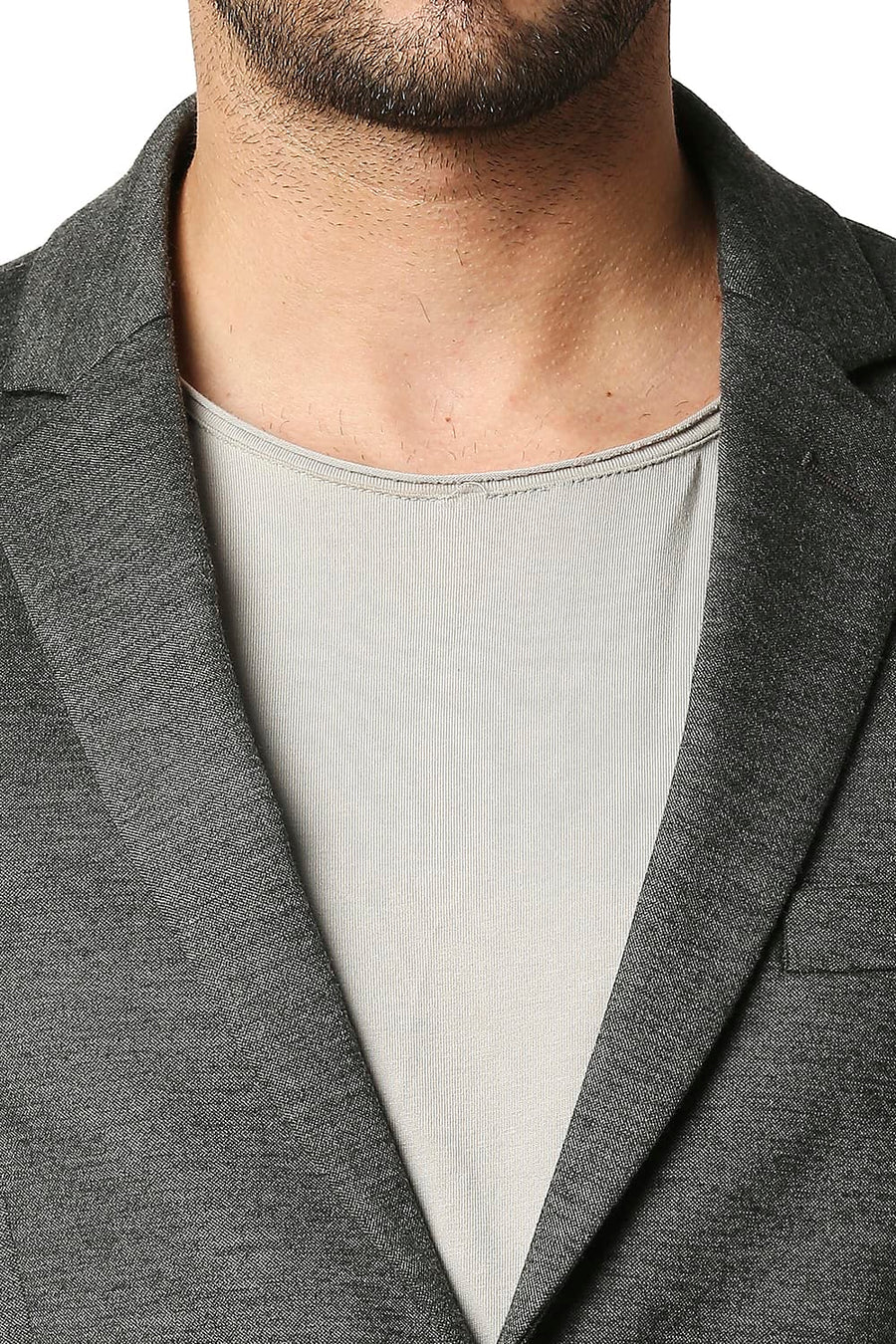 BASICS COMFORT FIT SHARKSKIN GREY BIRD EYE KNIT BLAZERS
