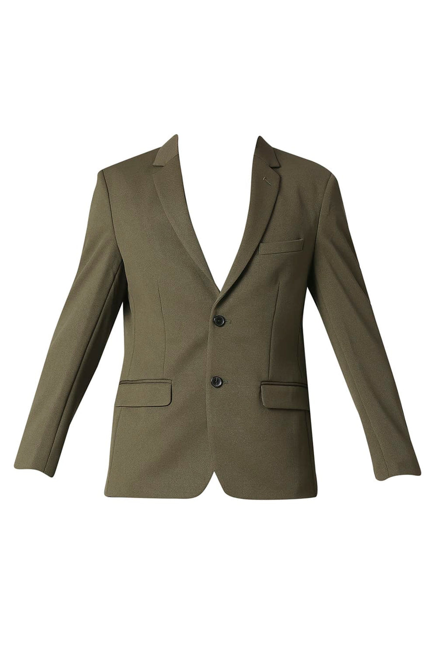 BASICS COMFORT FIT WINTER MOSS OLIVE SELF STRUCTURE KNIT BLAZERS