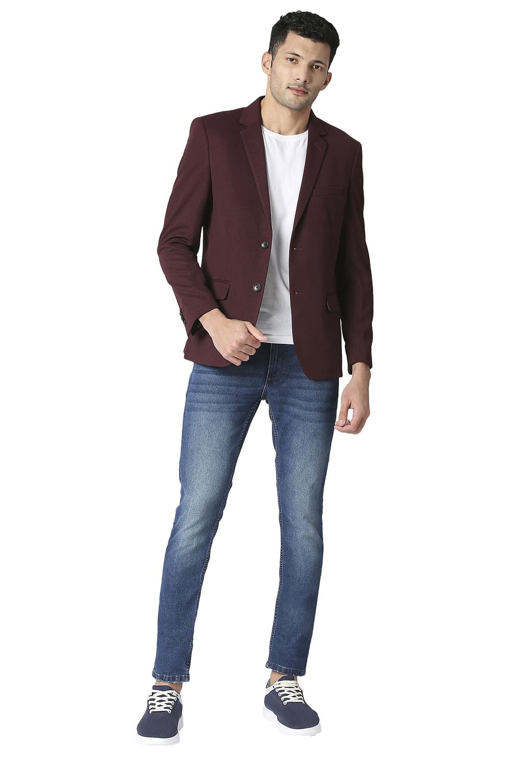 BASICS COMFORT FIT SELF STRUCTURE KNIT BLAZERS