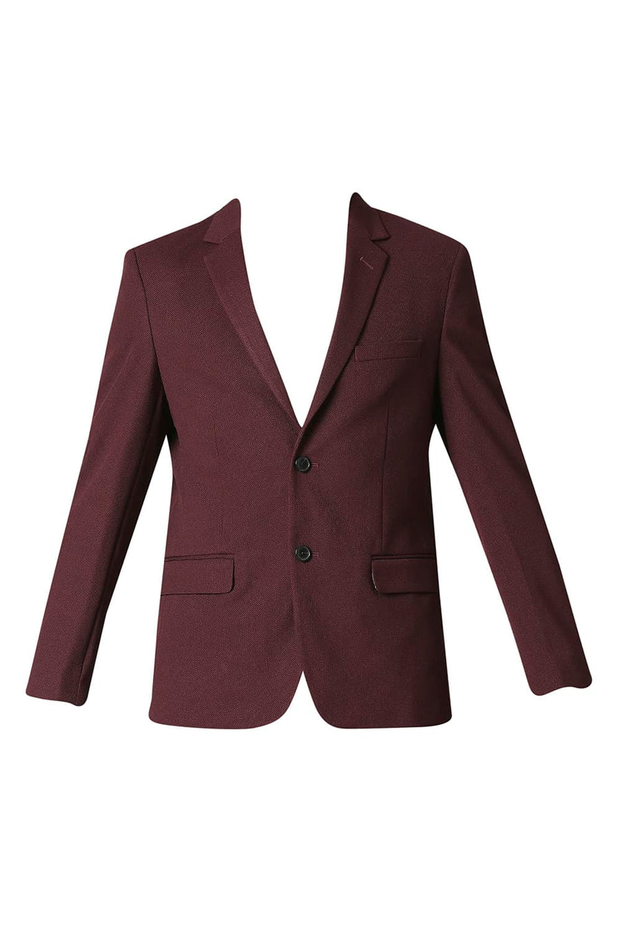 BASICS COMFORT FIT MAHOGANY WINE SELF STRUCTURE KNIT BLAZERS