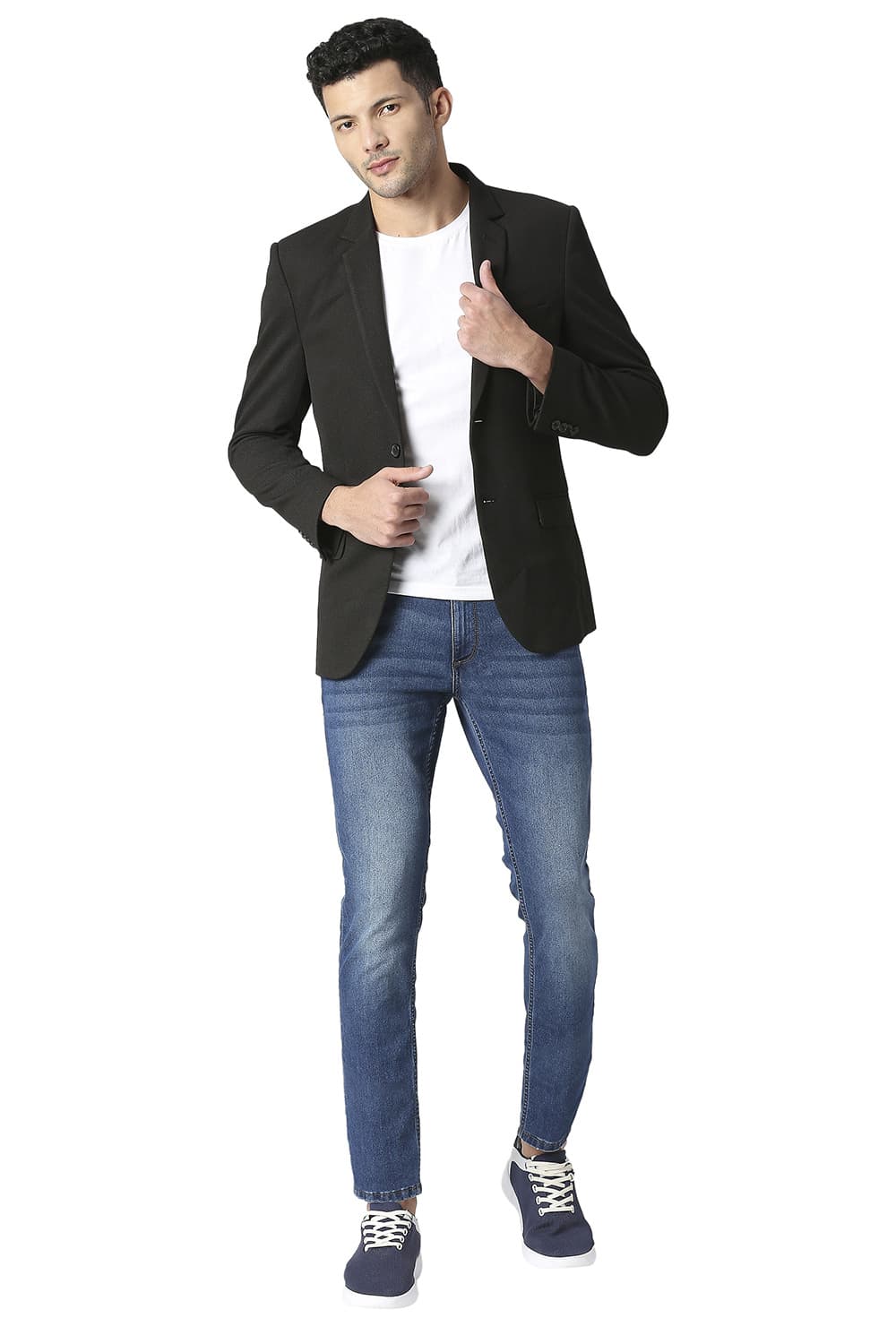 BASICS COMFORT FIT SELF STRUCTURE KNIT BLAZERS