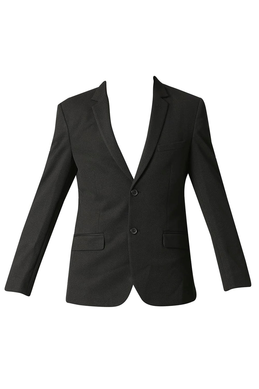 BASICS COMFORT FIT METEORITE BLACK SELF STRUCTURE KNIT BLAZERS